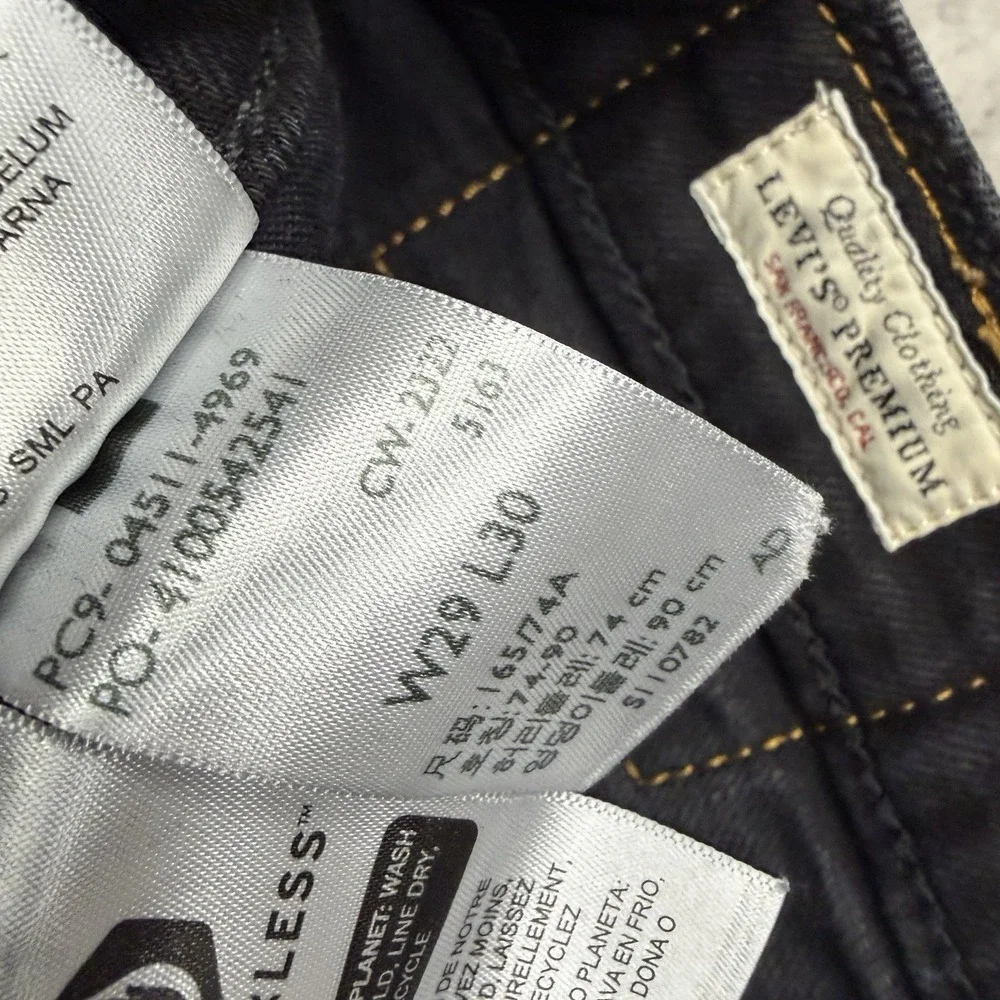 Levi’s Jeans Lot 511 Premium Mens 29x30 Black Denim Slim Stretch Pants Casual
